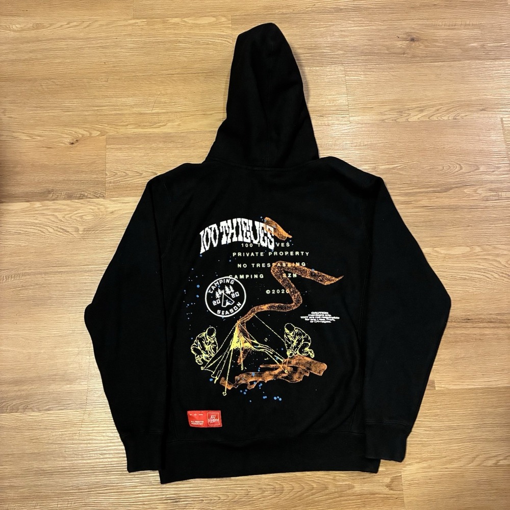 100 Thieves Hoodie Sz Small Embroidered No Camping Szn 2020 Black Pullover LTD